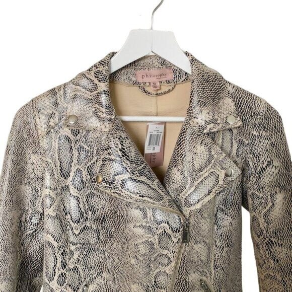 Philosophy Snake Skin Print Moto Jacket - Picture 4 of 6